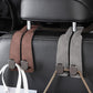 2-in-1 Premium Leather Car Headrest Hanger with Metal Hooks (1 Pair)